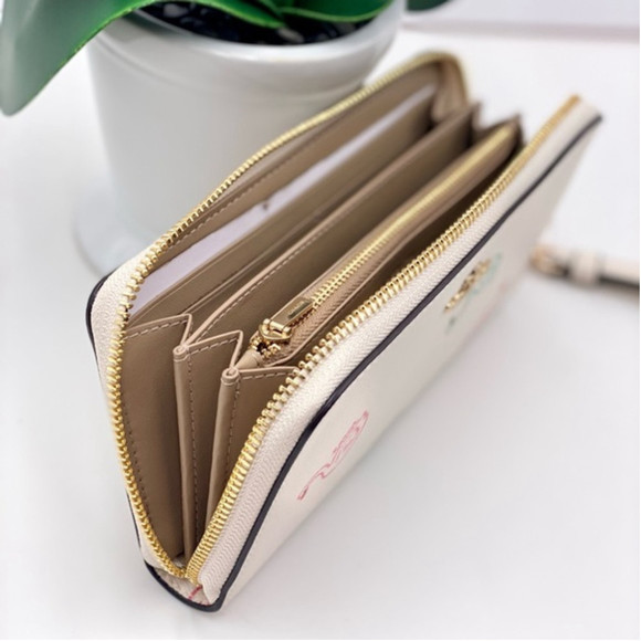 Coach Swan Print Long Zip Around Wallet Wristlet - Picture 9 of 10